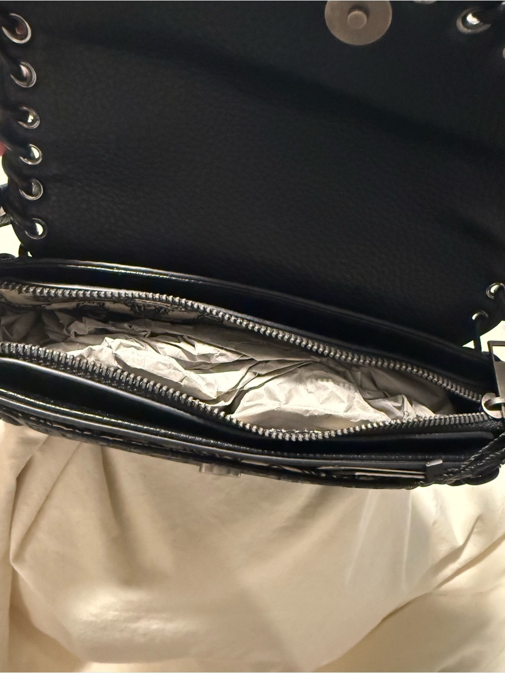 Ed Hardy Black Leather Shoulder Bag with Red Logo - Picture 6 of 7